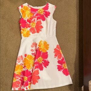 Sandra Darren Red and Yellow Floral Dress